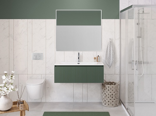 BelBagno Тумба с раковиной Uno 100 с 1 ящиком подвесная Еловый матовый с раковиной BB-8099-100 – картинка-9