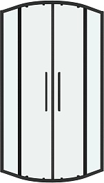Grossman  Душевой уголок Cosmo 80x80x195 четверть круга профиль черный матовый стекло прозрачное – фотография-1