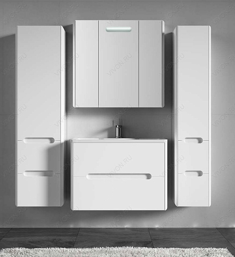 Водолей Зеркальный шкаф "Флорена 100" белый – картинка-3