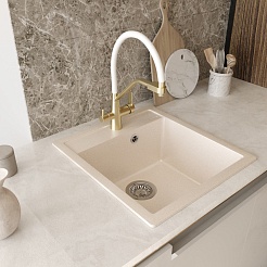 Teymi Мойка кухонная Lori Mini 46 кварцевая бежевая матовая – фотография-6