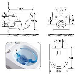 Azario Унитаз подвесной Grado AZ-046E-NR безободковый с функцией биде белый – фотография-17