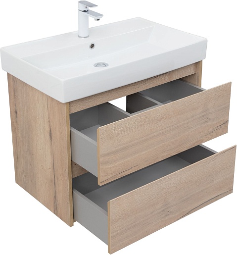 Aquanet Тумба с раковиной Nova Lite 75 подвесная дуб крафт – картинка-7