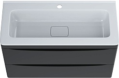 Vivon Тумба с раковиной Ostin 80 подвесная черная матовая – фотография-1