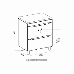 Mixline Тумба под раковину Лайн 60 2 ящика белая – фотография-3