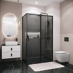 Grossman Боковая стенка Style 90x195 профиль черный матовый стекло тонированное – фотография-4