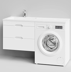 Водолей Тумба с раковиной под стиральную машину Айрис 130 L подвесная белая – фотография-2