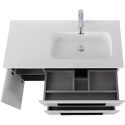 Cezares Тумба с раковиной Eco Cer-N 100-1 R bianco lucido CZR-8095-100-R ручки матовые чёрные – фотография-7