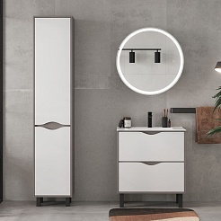 Equil Шкаф пенал Smile 40 напольный лен антрацит/графит – фотография-9