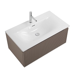 BelBagno Тумба под раковину Uno 80 с 1 ящиком подвесная Бежевый матовый – фотография-6