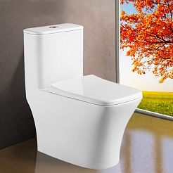 Azario Унитаз-моноблок Teano AZ-8621 безободковый с бачком с сиденьем микролифт белый – фотография-2