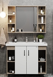 Onika Мебель для ванной Тимбер 100.10 белая/дуб сонома – фотография-1