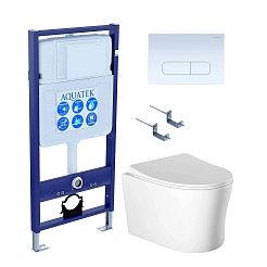 Aquatek Унитаз подвесной Ника AQ2009-00 в комплекте с инсталляцией Standard INS-0000012 с клавишей смыва KDI-0000013 белая и крепления KKI-0000002 – фотография-1