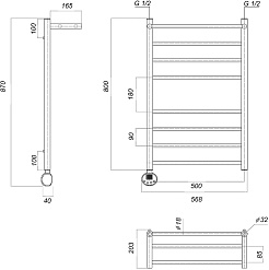Domoterm Полотенцесушитель электрический Медея СП П8 500x800 EL хром – фотография-3
