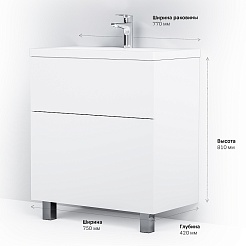 Am.Pm Тумба с раковиной Gem 75 белый глянец – фотография-8