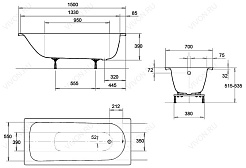 Kaldewei Стальная ванна "EUROWA 310" 150х70x39см. – фотография-3