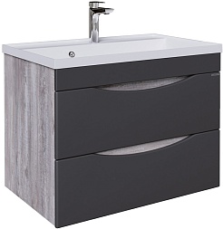 Grossman Мебель для ванной Талис 80 подвесная бетон пайн/графит матовый – фотография-4