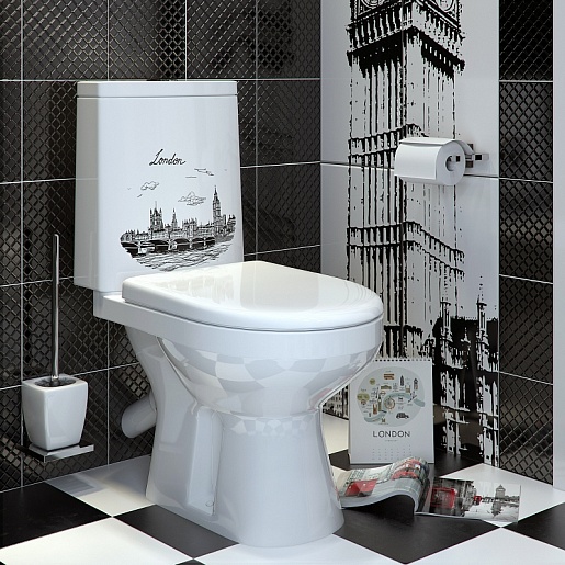 Оскольская керамика Унитаз-компакт Фиона декор Лондон 439868 микролифт – картинка-3