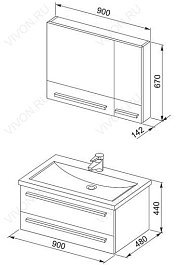 Aquanet Комплект Мебели Нота 90 камерино светлый дуб (230299) – фотография-2