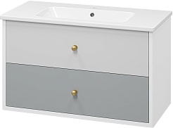 Brevita Тумба под раковину Анастейша 100 подвесная серая/белая – фотография-2