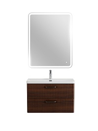 BelBagno Тумба с раковиной Due 80 подвесная Noce ручки Матовый тёмный никель – фотография-16