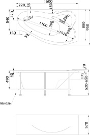 100Acryl Акриловая ванна Acrylia 160x95 R – фотография-5