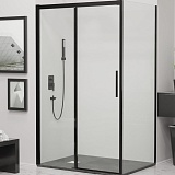 RGW Душевой уголок Leipzig LE-41B (LE-12B + Z-050-2B) 170x100 профиль черный стекло прозрачное