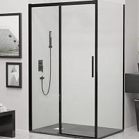 RGW Душевой уголок Leipzig LE-41B (LE-12B + Z-050-2B) 170x100 профиль черный стекло прозрачное