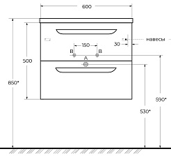 Cezares Тумба с раковиной Eco Cer-N 60 bianco opaco CZR-8095-60 ручки серые – фотография-3