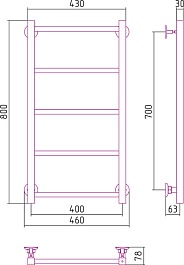 Стилье Полотенцесушитель Версия-КН 800х400 – фотография-2