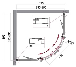 BelBagno Душевой уголок Uno 90/90 UNO-195-R-2-90-P-NERO стекло рифленое – фотография-2