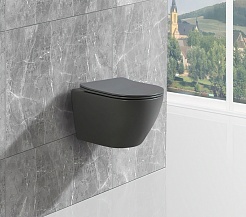 Esbano Унитаз Amapola подвесной безободковый серый матовый – фотография-2