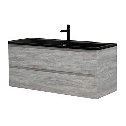 BelBagno Мебель для ванной Albano 120 подвесная Rovere Vintage Bianco с раковиной BB1200/455-LV-ART-ALR-NERO – фотография-2