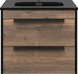 Brevita Тумба с раковиной Monsour 60 подвесная дуб галифакс олово/черный кварц