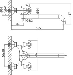 D&K Смеситель "Hercules Hessen DA1423341" универсальный – фотография-3