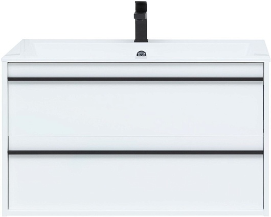 Aquanet Тумба с раковиной Lino 90 подвесная белая матовая – картинка-3