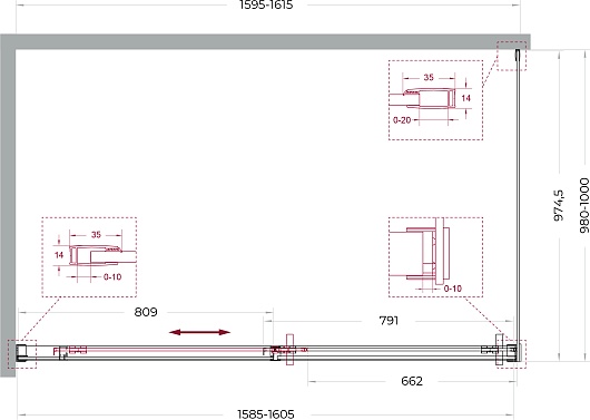 BelBagno Душевой уголок Soft Close-1 SOFT_CLOSE-1-AH-1-160/100-C-GM 160x100 профиль оружейная сталь стекло прозрачное – картинка-11