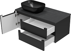 Brevita Тумба с раковиной Cargo 100 подвесная черная матовая – фотография-7