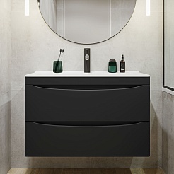 Vivon Тумба с раковиной Ostin 80 подвесная черная матовая – фотография-4