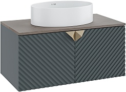 Runo Мебель для ванной Андорра 85 Ovale подвесная зеленый графит/дуб коньячный – фотография-2