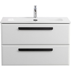 Cezares Тумба с раковиной Eco Cer-N 80 bianco opaco CZR-8073-80 ручки матовые чёрные – фотография-2