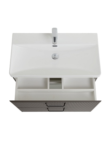 BelBagno Тумба с раковиной Due 80 подвесная Оружейная сталь ручки Матовый тёмный никель – картинка-11