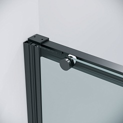 Grossman Душевая дверь в нишу Galaxy 100x195 профиль черный матовый стекло прозрачное – фотография-5