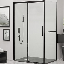 RGW Душевой уголок Leipzig LE-41-1B (LE-12B + Z-060-2B) 110x90 профиль черный стекло прозрачное – фотография-1