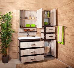 Бриклаер Пенал для ванной Техас 34 дуб кантри/венге – фотография-2