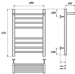 Point Полотенцесушитель водяной П7 400x600 PN10146SP с полкой хром – фотография-3