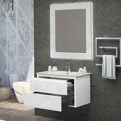  Тумба с раковиной Луиджи 70 белый матовый – фотография-3