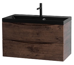 BelBagno Тумба с раковиной Marino 80 подвесная Rovere Moro с раковиной 80/45 AST-NERO – фотография-1