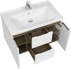 Акватон Мебель для ванной Рене 80 белая/грецкий орех – фотография-7