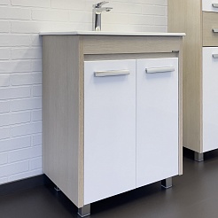 Comforty Тумба с раковиной Тулуза 60Д белая/сосна лоредо – фотография-1