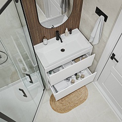 Vivon Тумба с раковиной Kristi 80 белая матовая рифленая – фотография-7